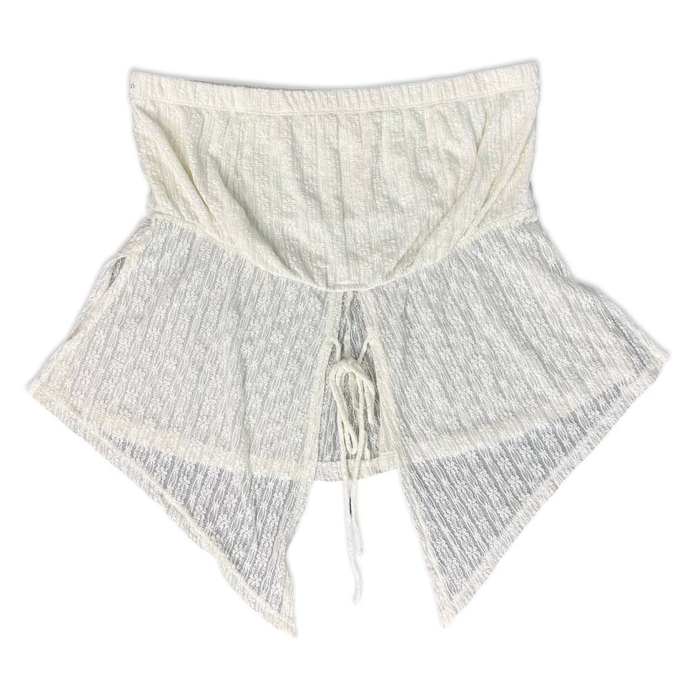 What Lo Wants White Flower Lace Elaine Bandeau Split Tie Front Tube Top size 3X